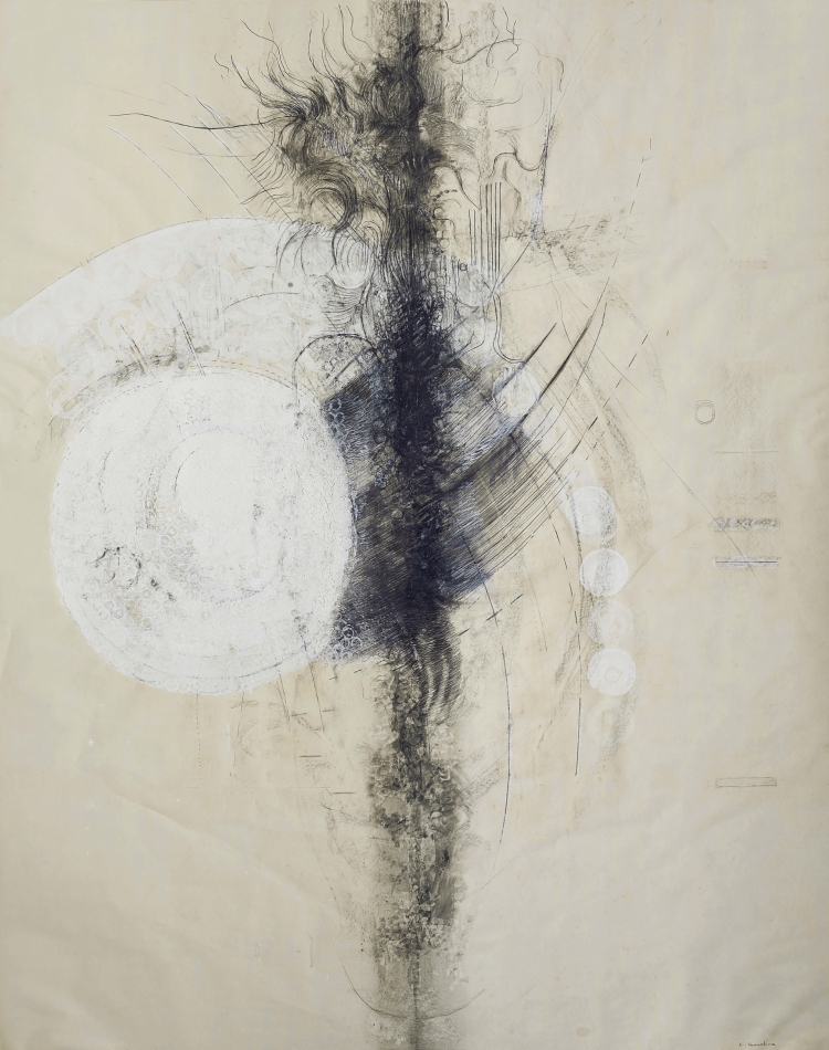 〈参考図版〉　川島清　「淵・葉磁子 I」　2008/2025　鉛筆、透明水彩、グワッシュ、アクリル、チョーク、紙　222.3×174.0cm