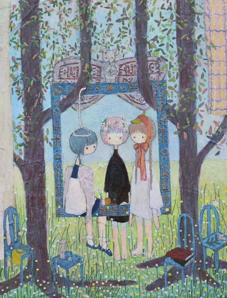 鈴木貴子/Takako Suzuki   「咲くきおくめぐる花 / Circling Memory Flowers」 Acrylic on Canvas/180×140 mm/2026