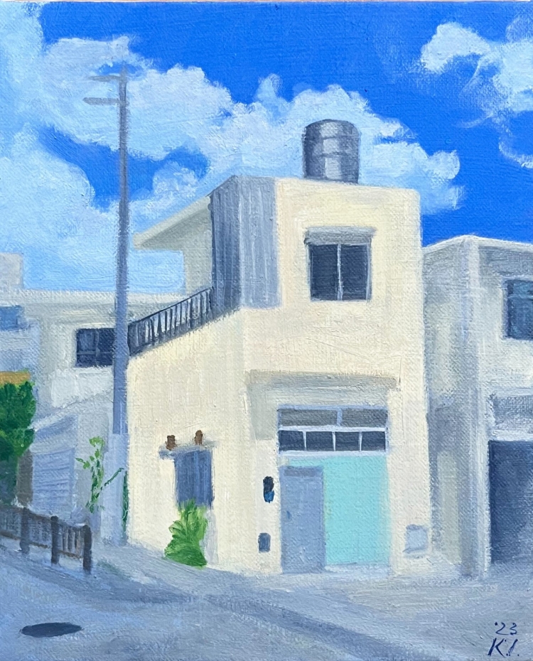 石垣克子, 道すがら・豊見城, 2023 Oil on canvas, 27.3×22 cm