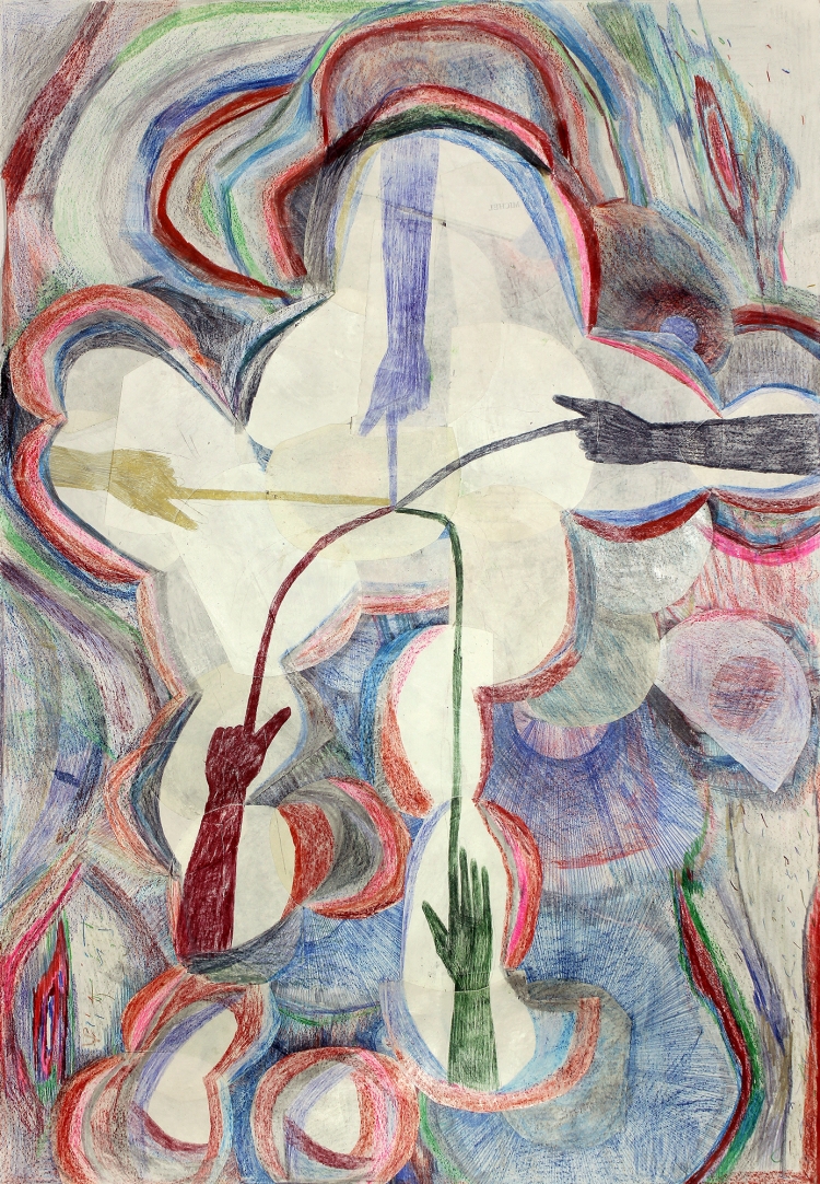 TCinq doigts réunis（112 x W77㎝, Colored pencil on paper, 2024）