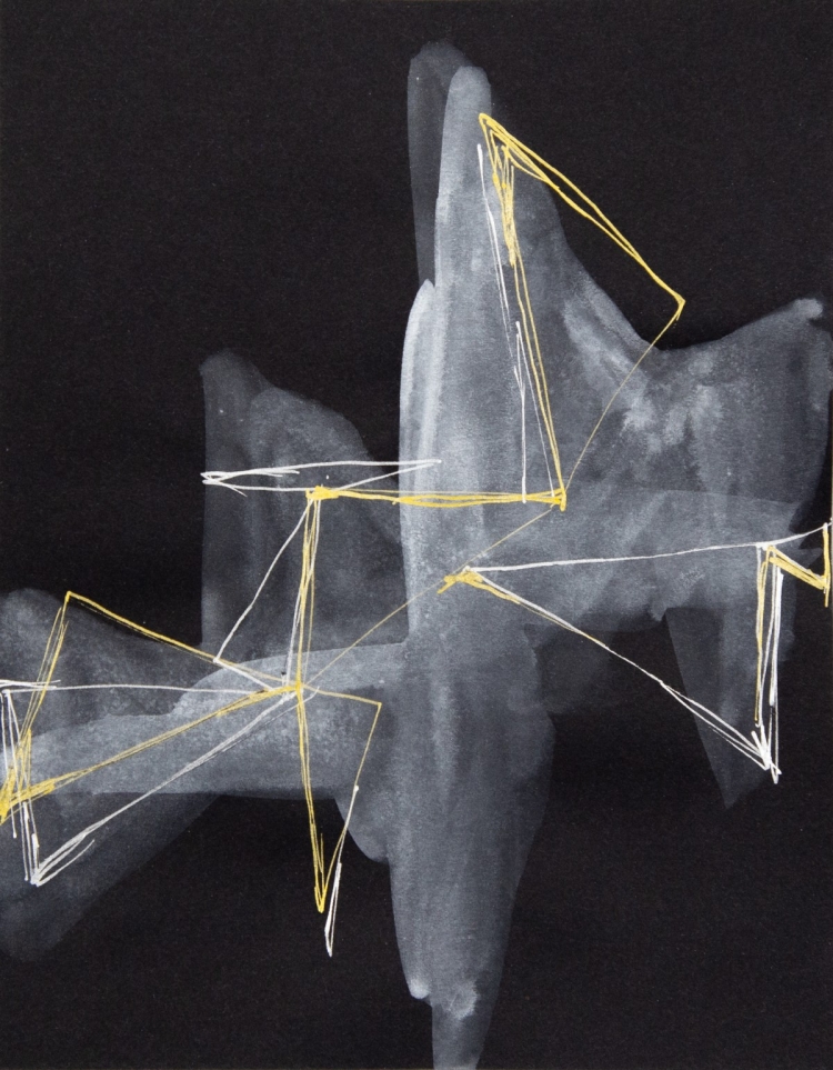 Maeda Saki, line_2025, 2025,  Oil-based ink, acrylic pen, gouache on Maya black paper, 18.7 x 14.6 cm, Photo by Yasuyo Takahashi