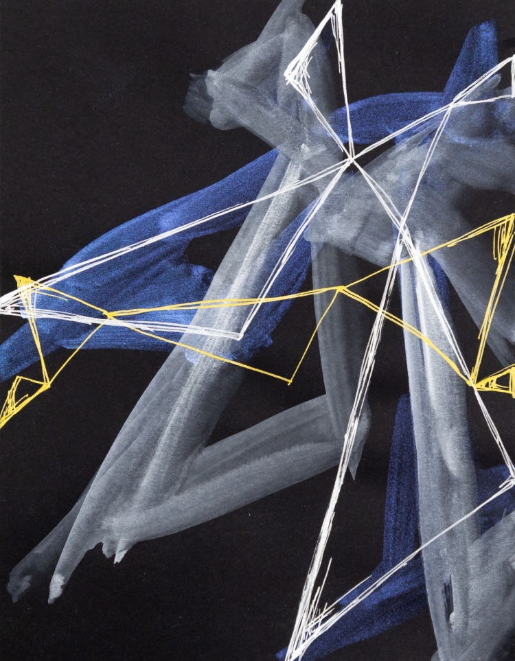Maeda Saki, line_2025, 2025,  Oil-based ink, acrylic pen, gouache on Maya black paper, 18.7 x 14.6 cm, Photo by Yasuyo Takahashi