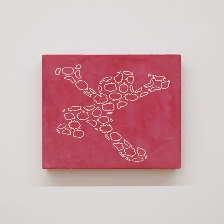 “SPEECH BALLOON MAN” Talk until you die!, 1996, 22.4 x 27.1 cm, Mineral pigment, pigment and acrylic on Japanese paper mounted on wood panel