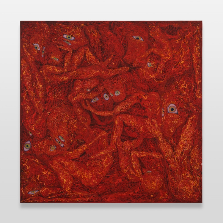 Beyond the Skin No.24 2024 wax dyeing, cotton, reactive dye 120.0 × 120.0 cm © Akari Yamashita
