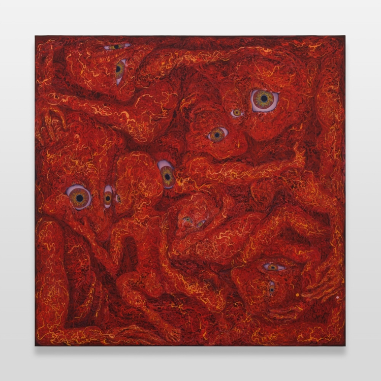 Beyond the Skin No.24 2024 wax dyeing, cotton, reactive dye 120.0 × 120.0 cm @Akari Yamashita